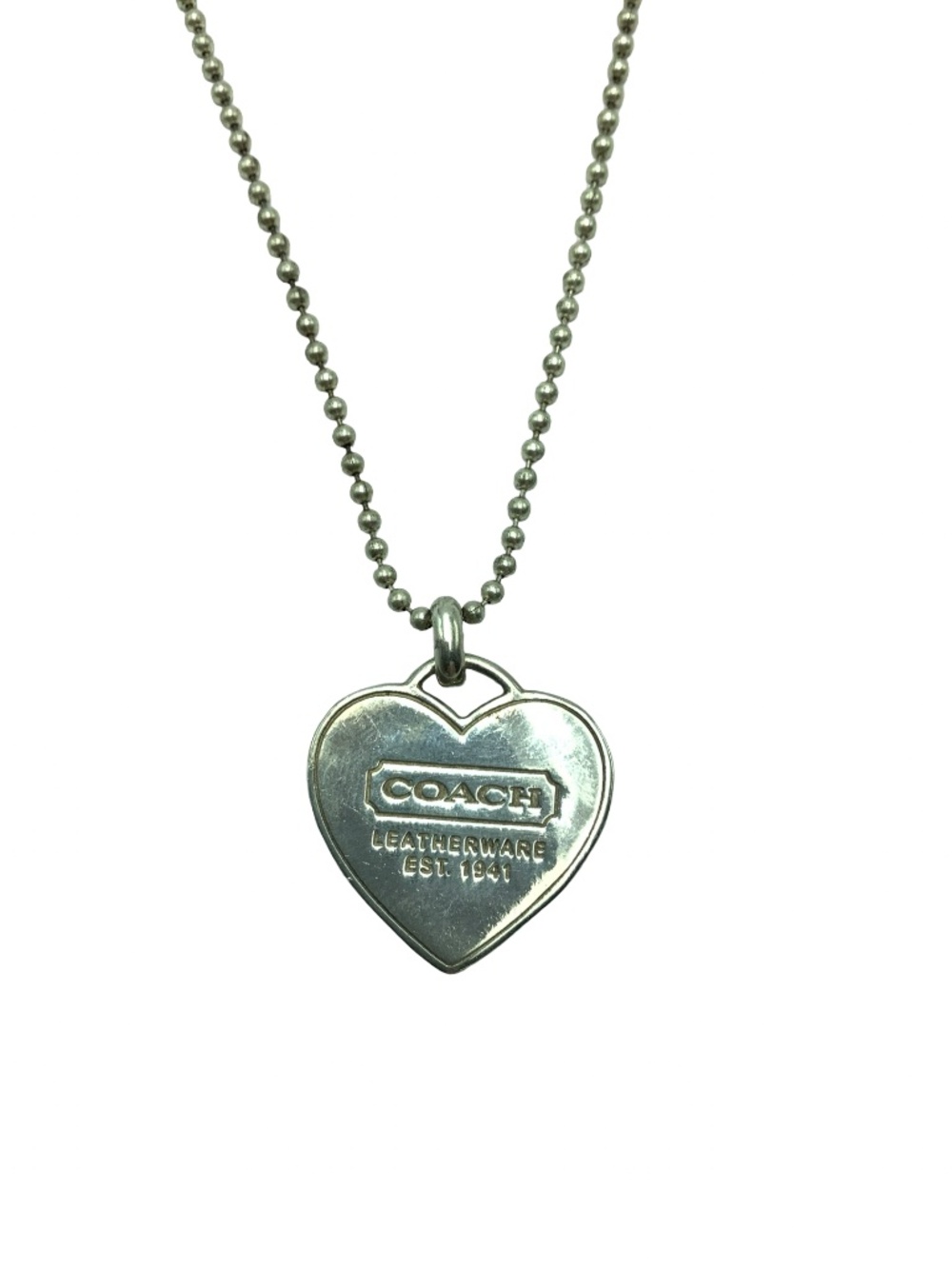Coach Silver Heart Charm Necklace